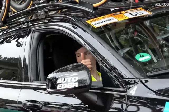 VIDEO: Daumen hoch von Primoz Roglic, als er nach dem Horror-Crash bei der Baskenland-Rundfahrt 2024 mit dem Teamwagen abreist
