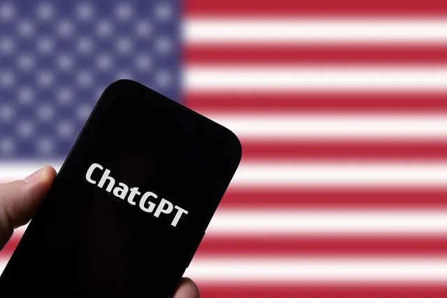 hand holding smartphone with openai chat gpt against flag of usa 52916339922