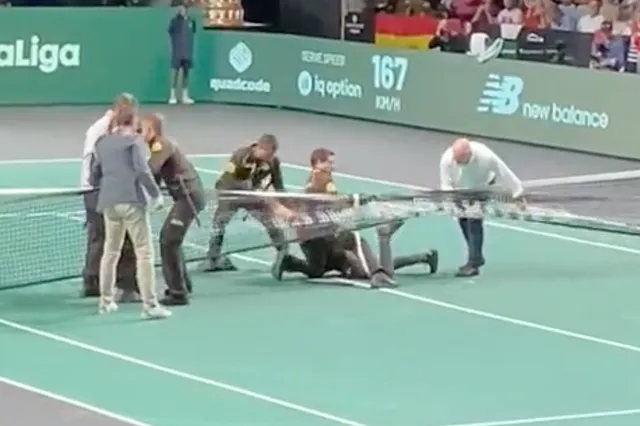 WATCH: Protestors tie themselves to net during Davis Cup match