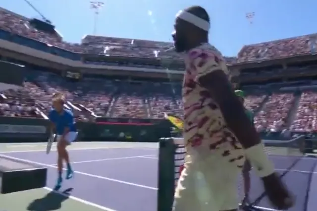 VIDEO: Tiafoe jokingly aims and hits private parts of Medvedev during Indian Wells clash
