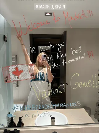 "What a cute welcome": Bouchard shares messages left in hotel room on Madrid arrival
