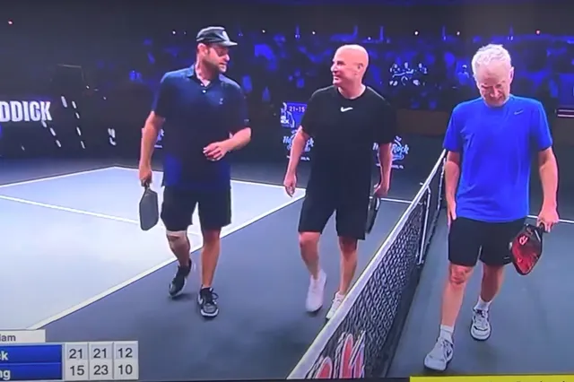 Andre Agassi and Andy Roddick win $1m Pickleball Slam with victory over John McEnroe and Michael Chang