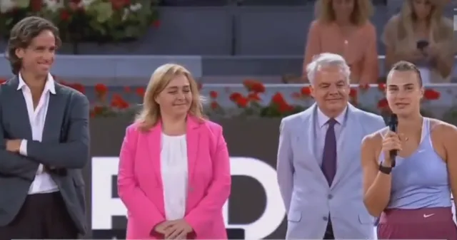 (VIDEO) "All because of yesterday's cake, it was too good": Sabalenka hilariously jokes about cake fiasco in Madrid Open final interview