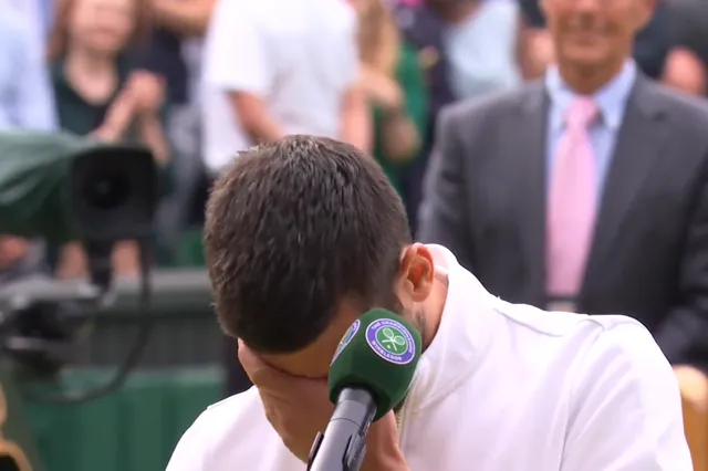 VÍDEO: Djokovic, en lágrimas durante el discurso tras perder la final de Wimbledon: "Me alegro de ver a mi hijo todavía ahí arriba, sonriendo"