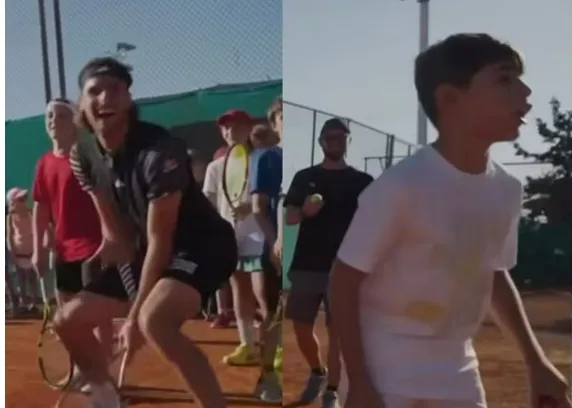 (VIDEO) Junger Tennisspieler sagt Badosa, dass er sie liebt, woraufhin ihr Freund Tsitsipas mit einem Lachen antwortet