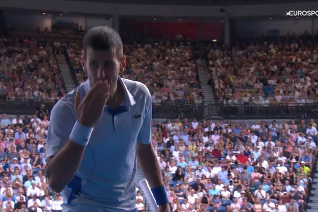 (VIDEO) The bromance continues as Novak Djokovic blows a kiss to Nick Kyrgios in the commentary booth after winning point