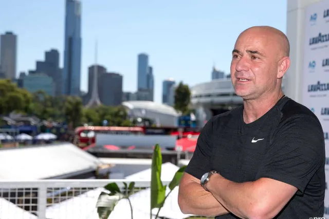 "It's like touching her, though we're forty feet apart": Andre Agassi account of first practicing with Steffi Graf amuses