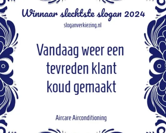'Weer klant koud gemaakt' van aircobedrijf is slechtste slogan