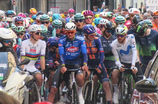 Mathieu van der Poel aan de start van een wedstrijd