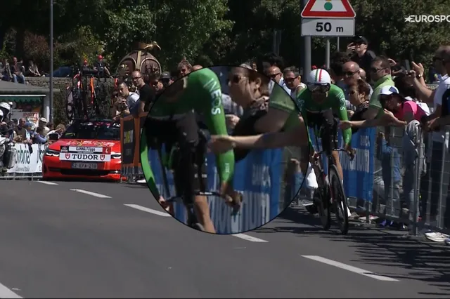 VIDEO: Filippo Ganna geraakt door overijverige fan tijdens Giro d'Italia tijdrit