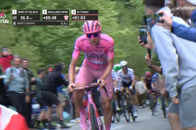 VIDEO: Tadej Pogacar valt aan op de Monte Grappa en lijkt op weg naar nieuwe ritzege in de Giro d'Italia 2024