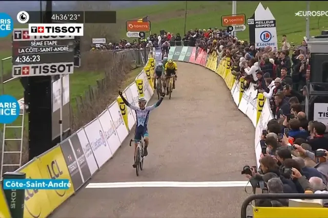 Paris-Nice:  Lenny Martínez triomfeert in spectaculaire bergetappe, Jonas Vingegaard krijgt klappen maar Visma blijft overeind