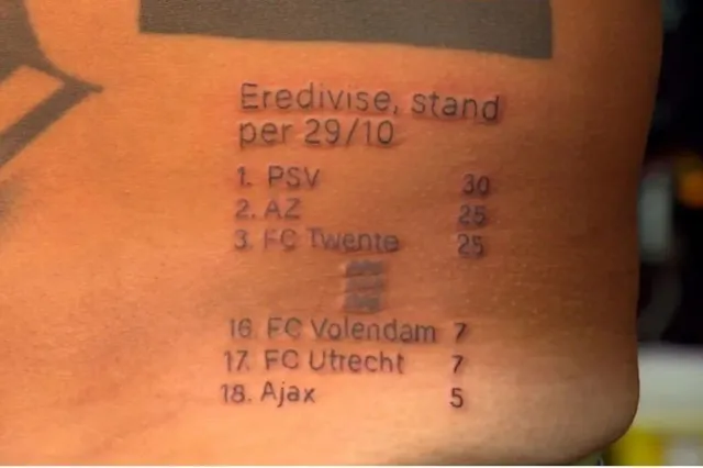 PSV-fan zet tattoo van Eredivisiestand, maar begaat bizarre blunder