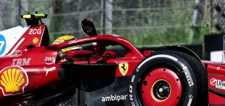 Formula 1 World Championship 2025, Round 7, Emilia Romagna Grand Prix, Autodromo Enzo e Dino Ferrari, Imola, Italy, Sunday 18 May 2025 - Lewis Hamilton (GBR) Ferrari SF-25 at the end of the race.