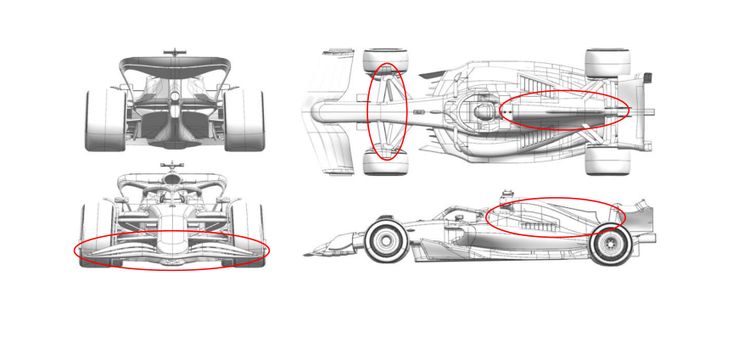 Où se trouvent les améliorations de Mercedes pour la W16 dans la voiture