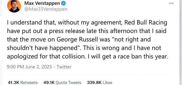 Fake tweet Max Verstappen