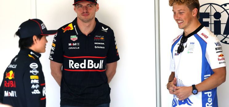 max verstappen met tsunoda en lawson