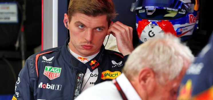 Max Verstappen en Helmut Marko bij Red Bull tijdens GP Spanje in Barcelona