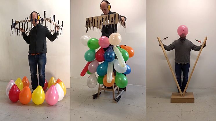 Man is heel erg goed in het kapotmaken van ballonnen