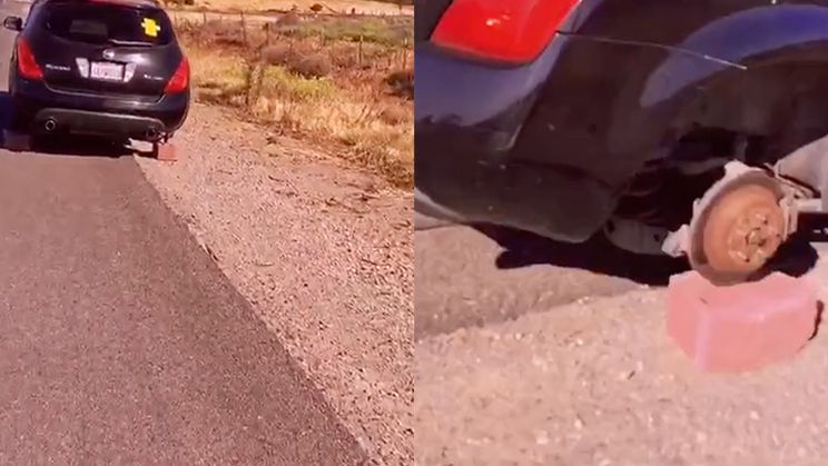Wielen gestolen van auto die zonder benzine stil is komen te staan