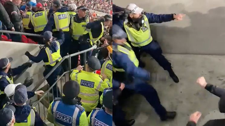 Engelse agenten leggen het op tribune af tegen Hongaarse hooligans