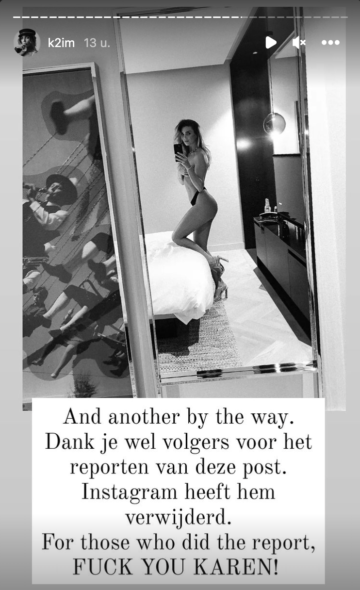 Kim Feenstra is boos, omdat 'te spannende' foto's van Instagram werden verwijderd