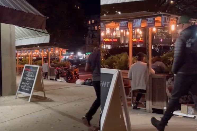 Liefdesdansje maken in New York City kan blijkbaar ook gewoon op het terras