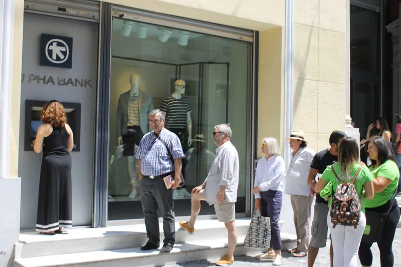 i passed a small atm line of greeks trying to reclaim their deposits too