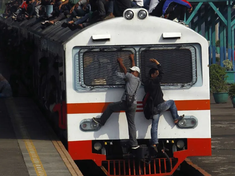 in jakarta indonesia the front of the train is fair game too