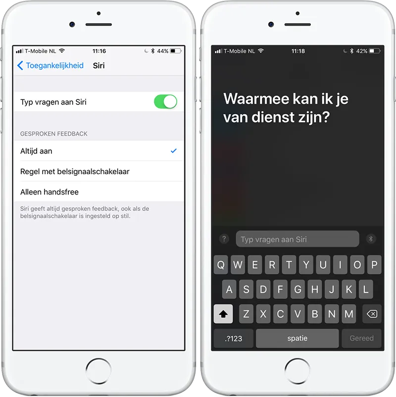 siri ios 11 typen