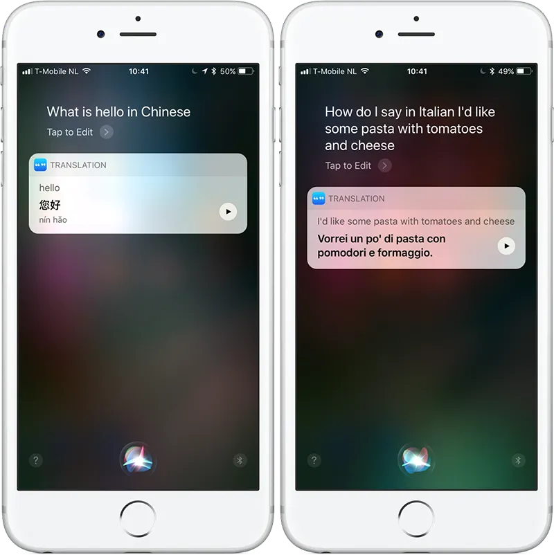 siri ios 11 vertalingen