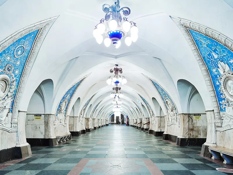 they were designed as communist propaganda the brightly lit environments causing people to look up at the light of the station metaphorically looking up to stalin above ground stalin had constructed an idea of himself as god
