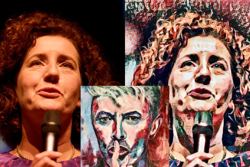 foto van minister van engelshoven in kuubstijl van petra kruijt