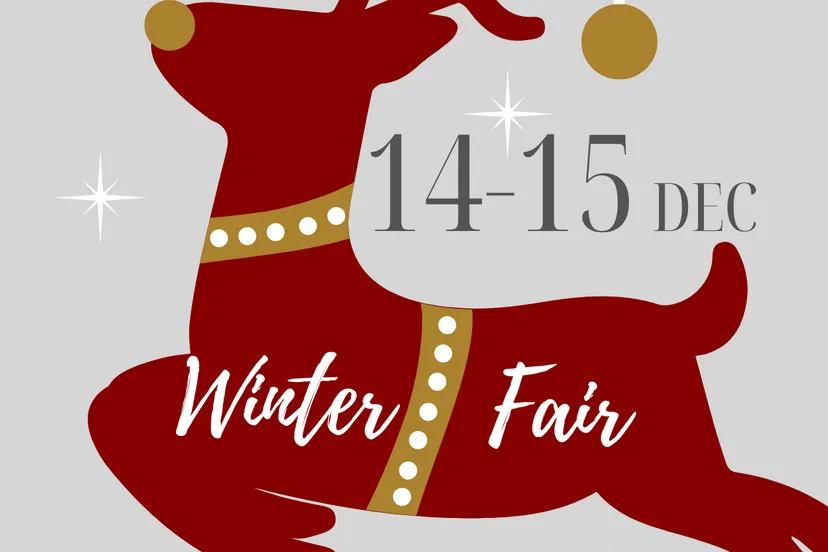 red and grey elegant reindeer winter christmas festival flyer saeckenborgh