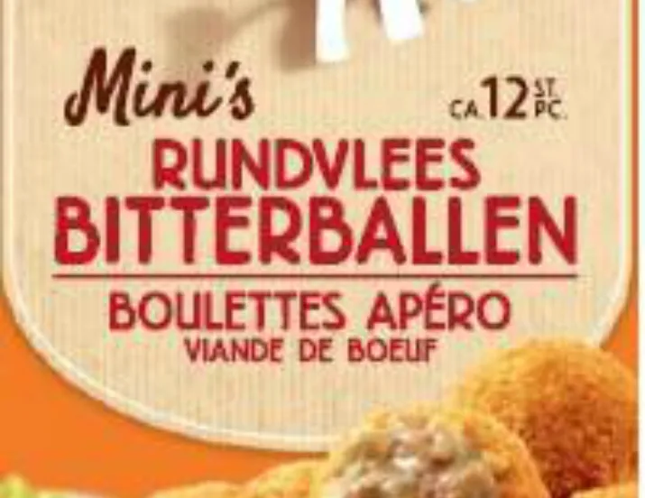 foto belangrijke veiligheidswaarschuwing mora rundvlees bitterballen