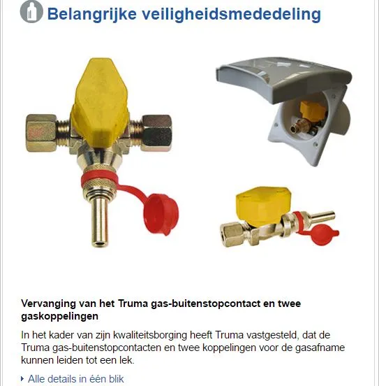 recall truma gaskoppeling