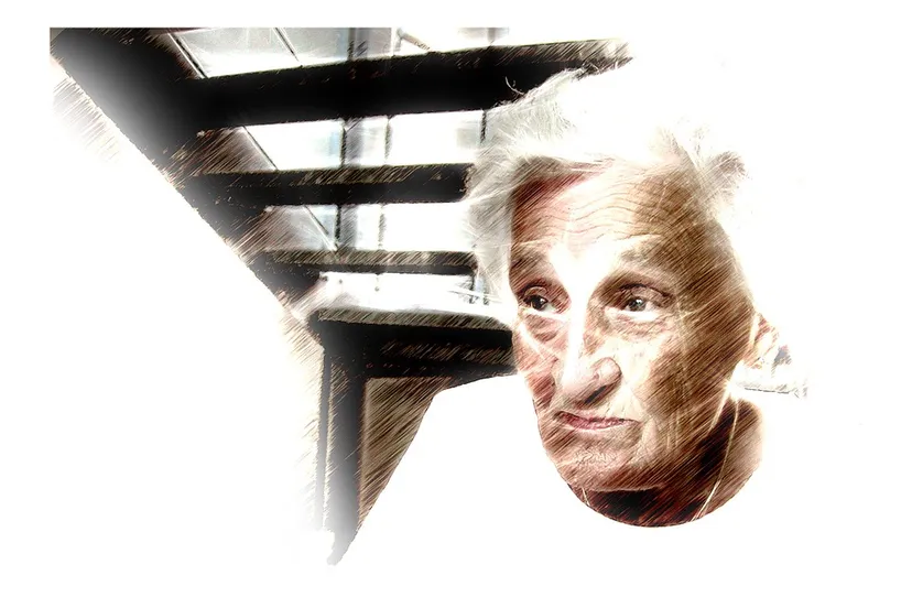 oudere vrouw bij trap pixabay