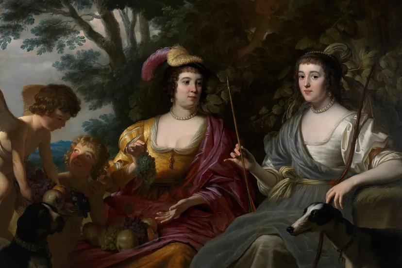 portret van amalia van solms en charlotte de la trmolle gerard van honthorst paleis het loo 1