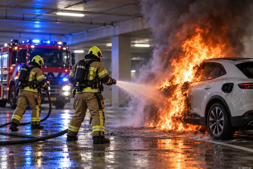 illustratie brand elektrische auto