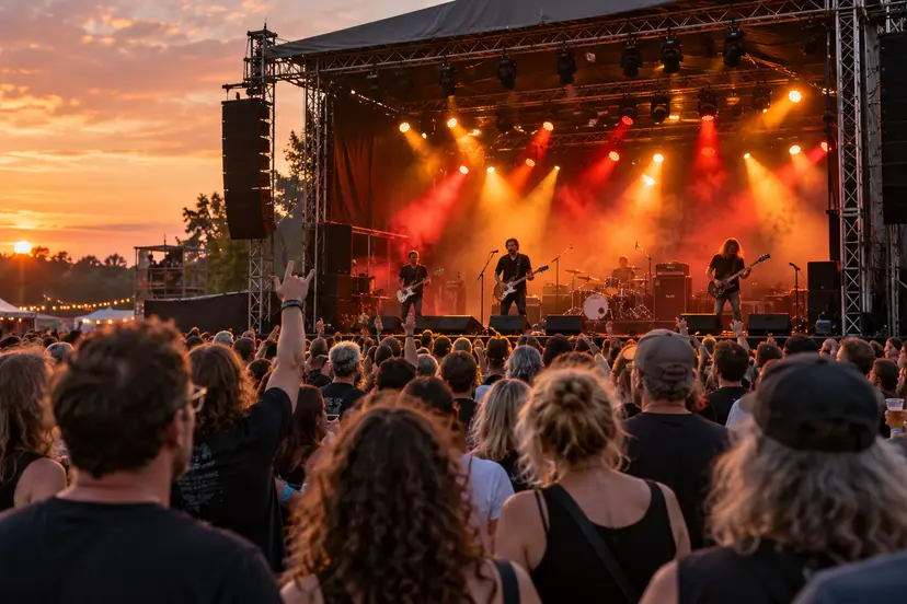 Rockfestival bij schemering-1 ter illustratie
