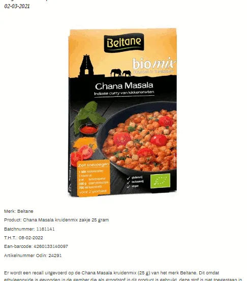 recall odin beltane chana masala