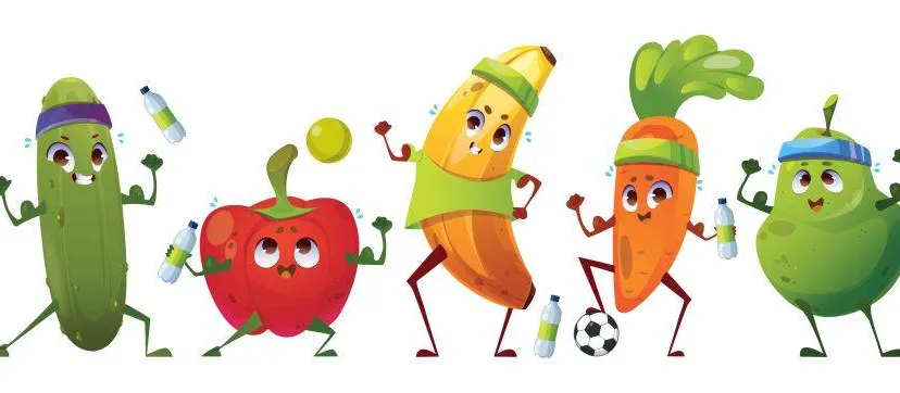 Sporthelden met spierballen op een rij JOGG