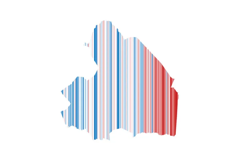 de afbeelding geeft de gemiddelde jaartemperatuur weer van de afgelopen 100 jaar in drenthe