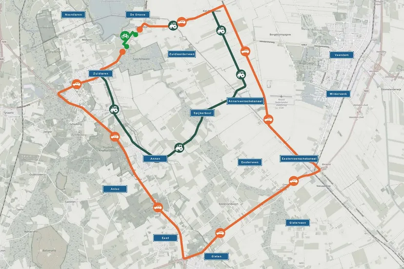 kaartje omleidingsroute n386