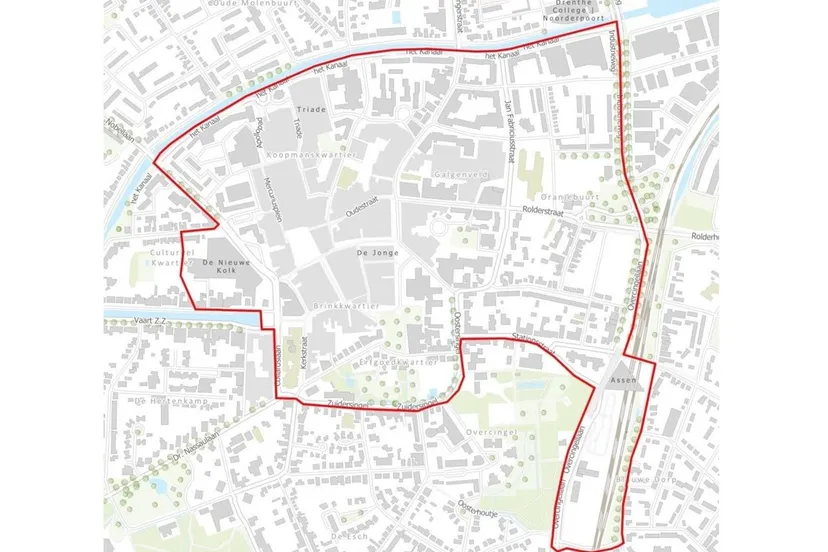 kaart veiligheidsrisicogebied assen