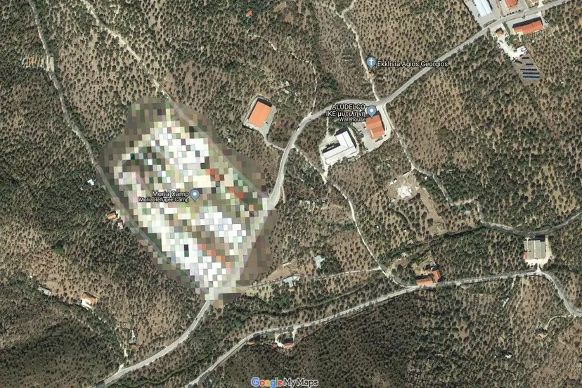 google maps kamp moria
