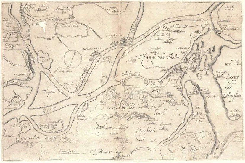 historische kaart gebied bergen op zoom steenbergen en tholen middel