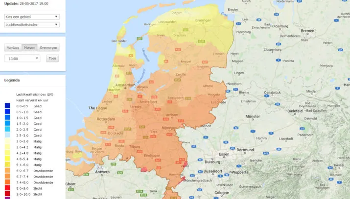 de smogwaarschuwing voor 13 00 uur illustratie luchtmeetnet nl