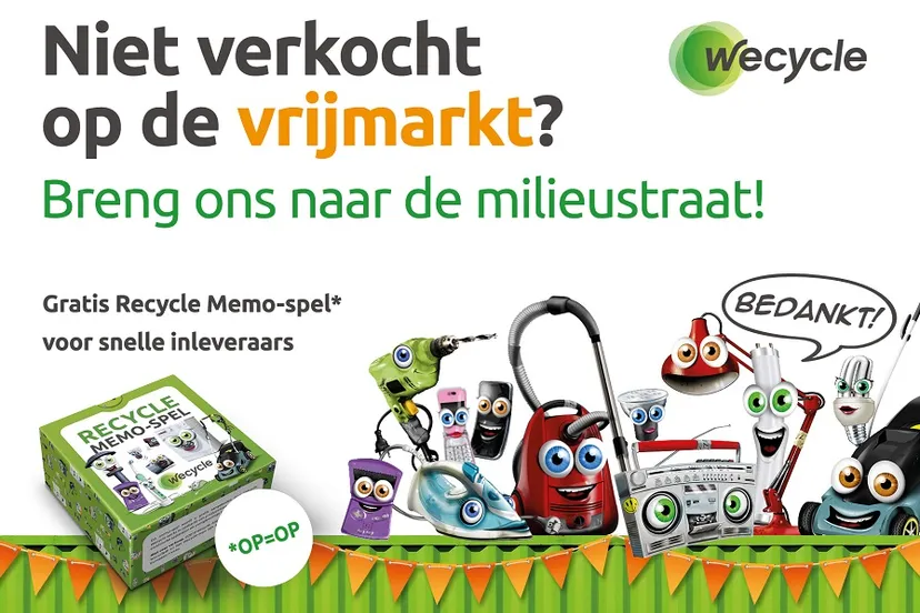 lever in en krijg een gratis wecycle recycle memo spel op de milieustraat