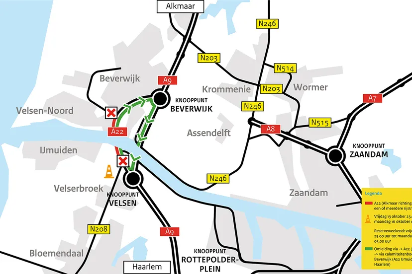 omleidingsroute a22 richting haarlem